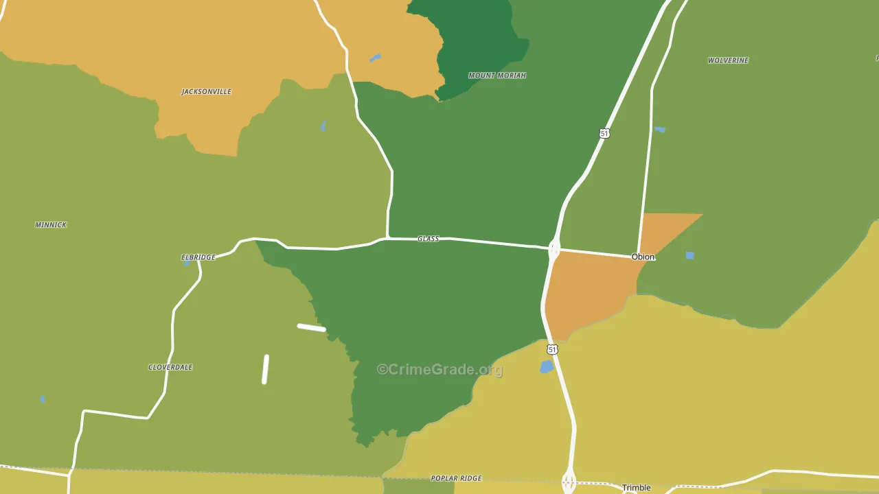 Obion, TN Map of Assault Rates