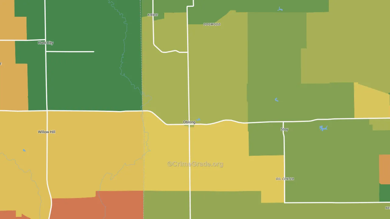 Oblong, IL Map of Assault Rates
