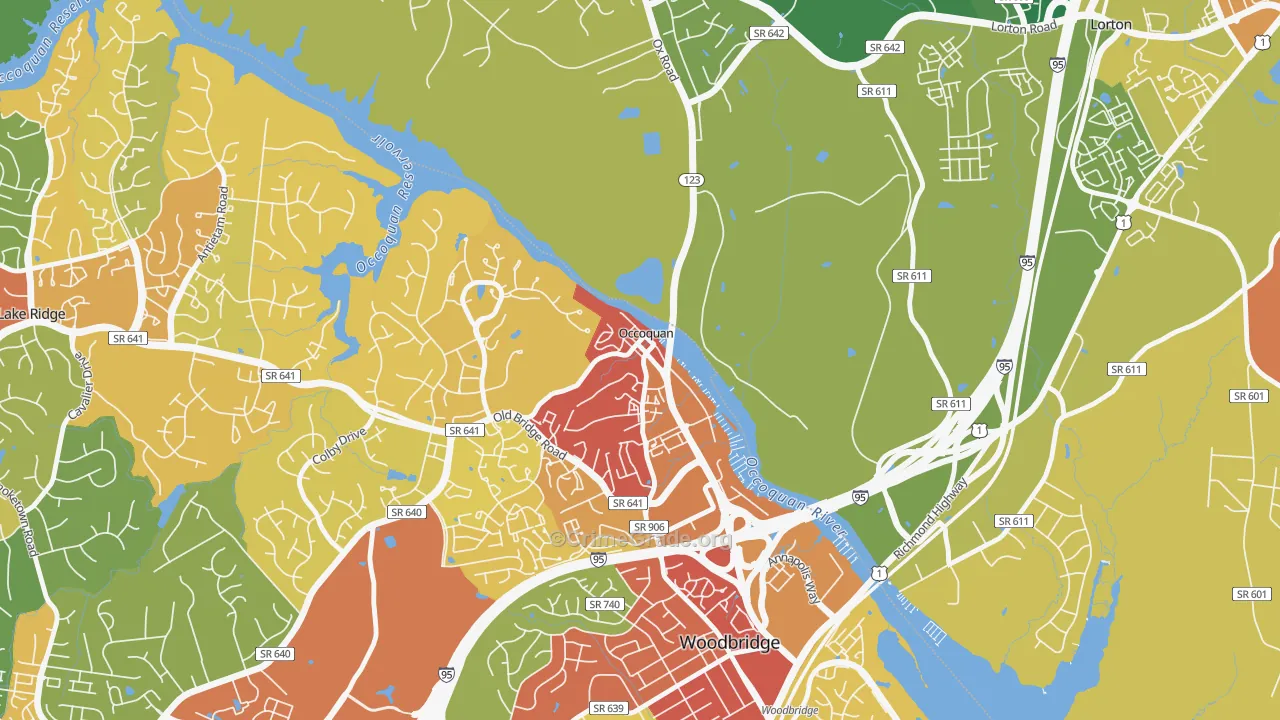 Occoquan, VA Map of Assault Rates
