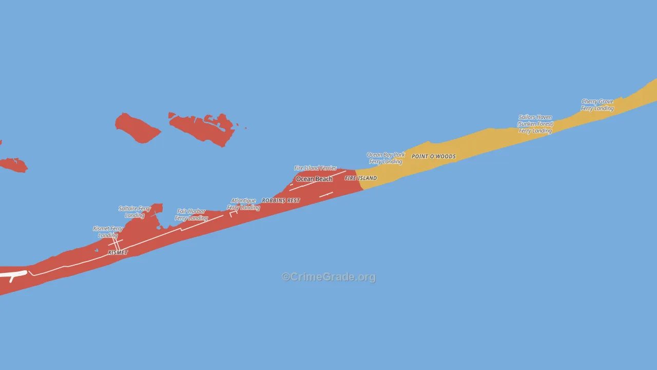 Ocean Beach, NY Map of Assault Rates