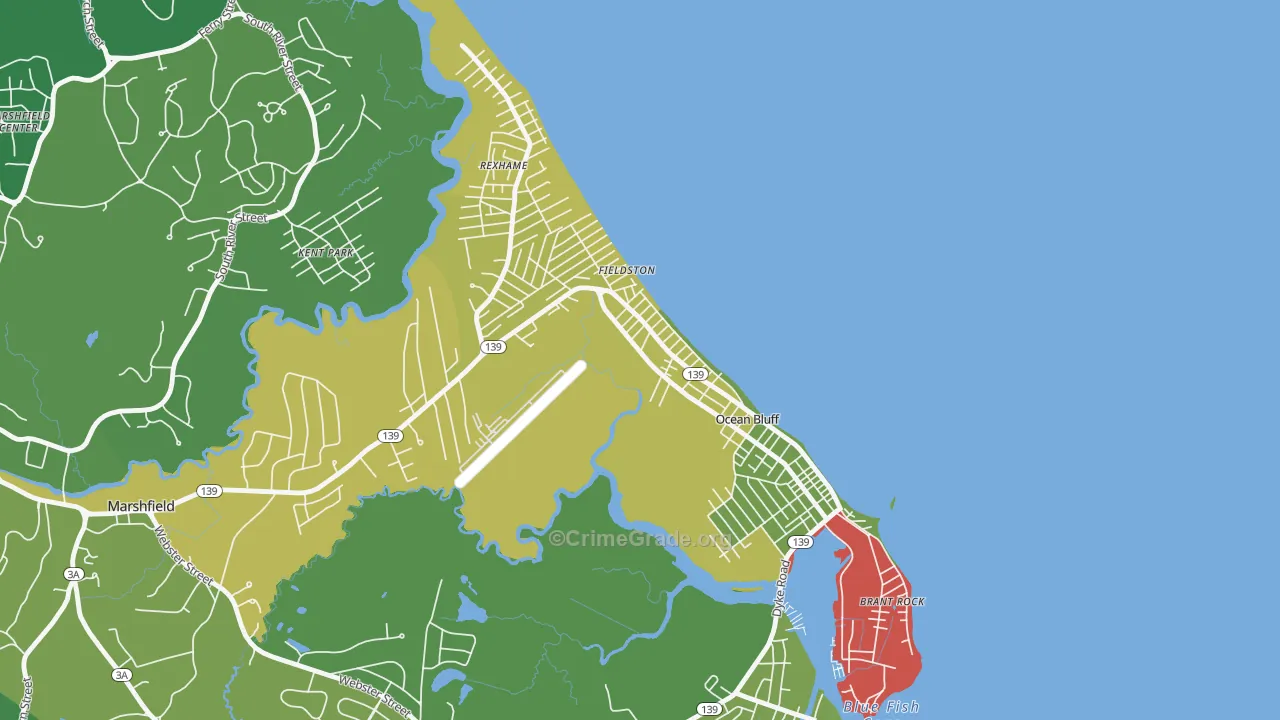 Ocean Bluff-Brant Rock, MA Map of Assault Rates