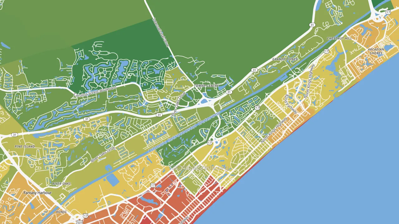 Ocean Forest, SC Map of Assault Rates