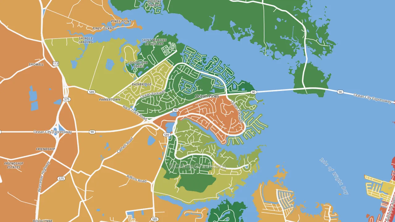 Ocean Pines, MD Map of Assault Rates