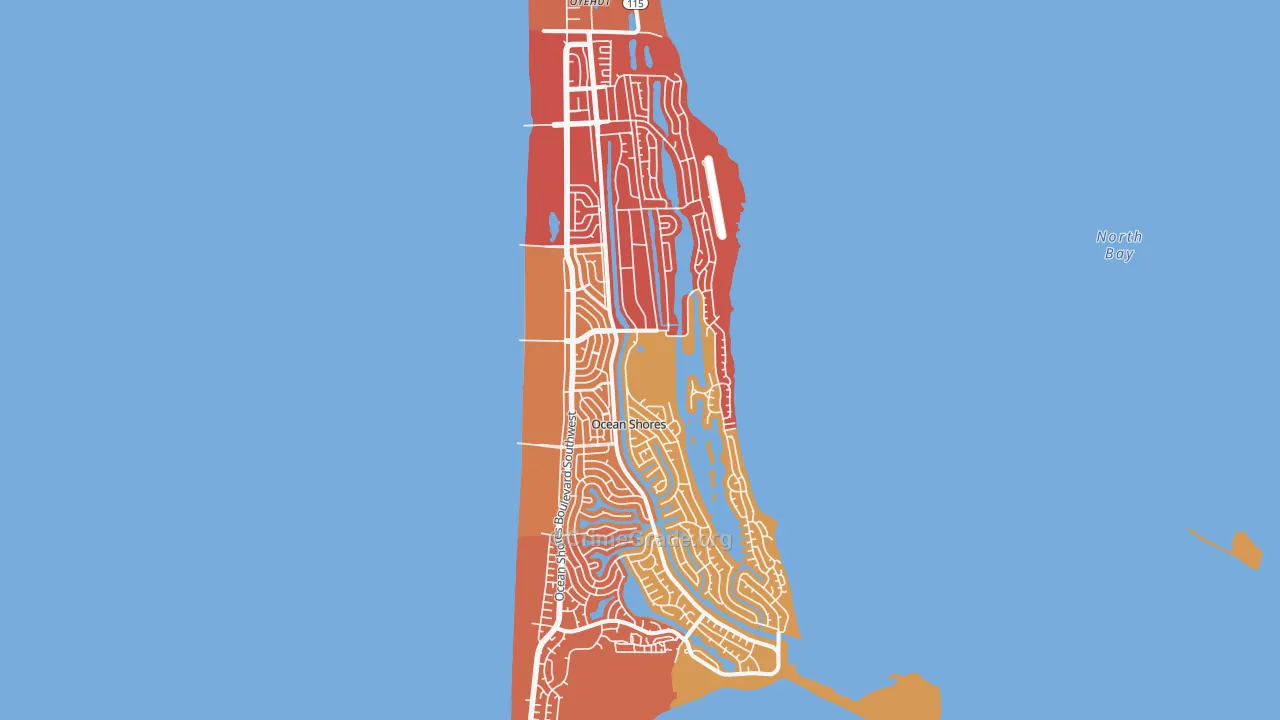 Ocean Shores, WA Map of Assault Rates
