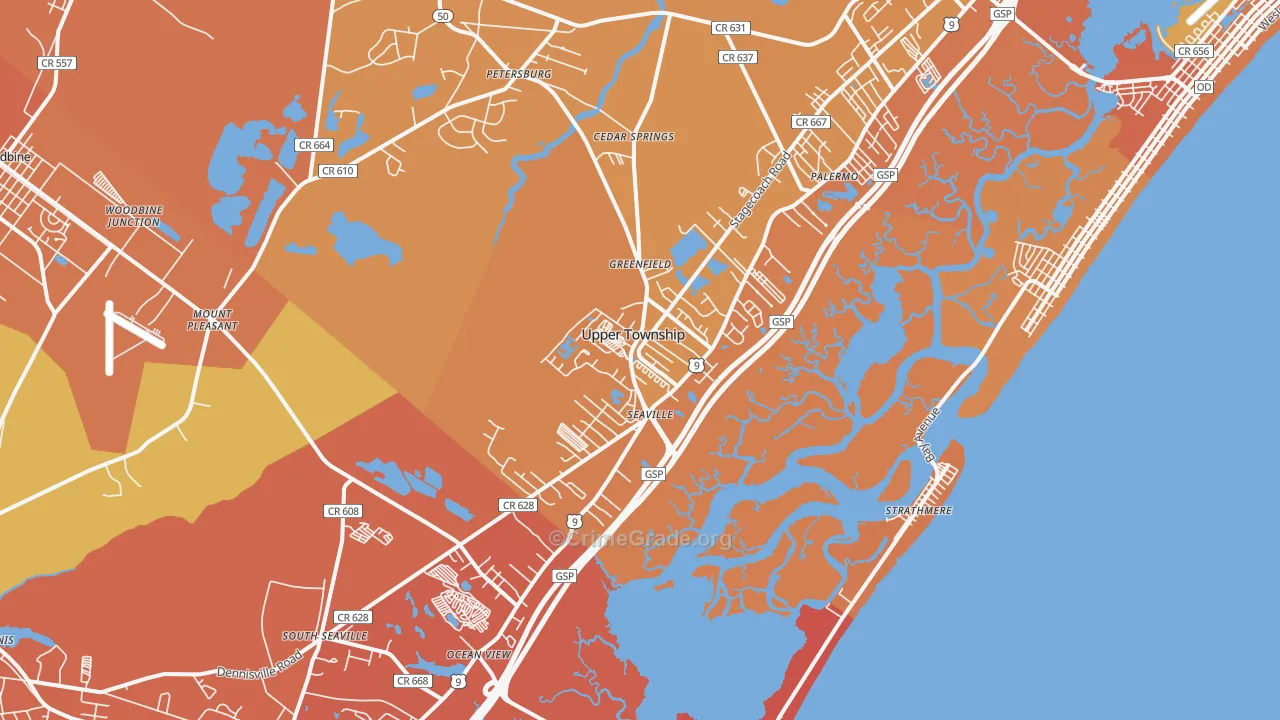 Ocean View, NJ Map of Assault Rates