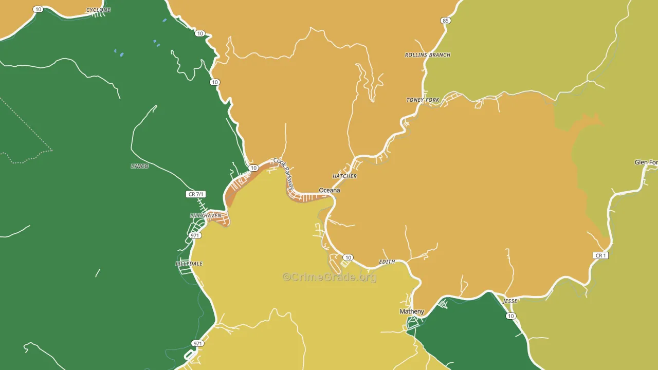 Oceana, WV Map of Assault Rates