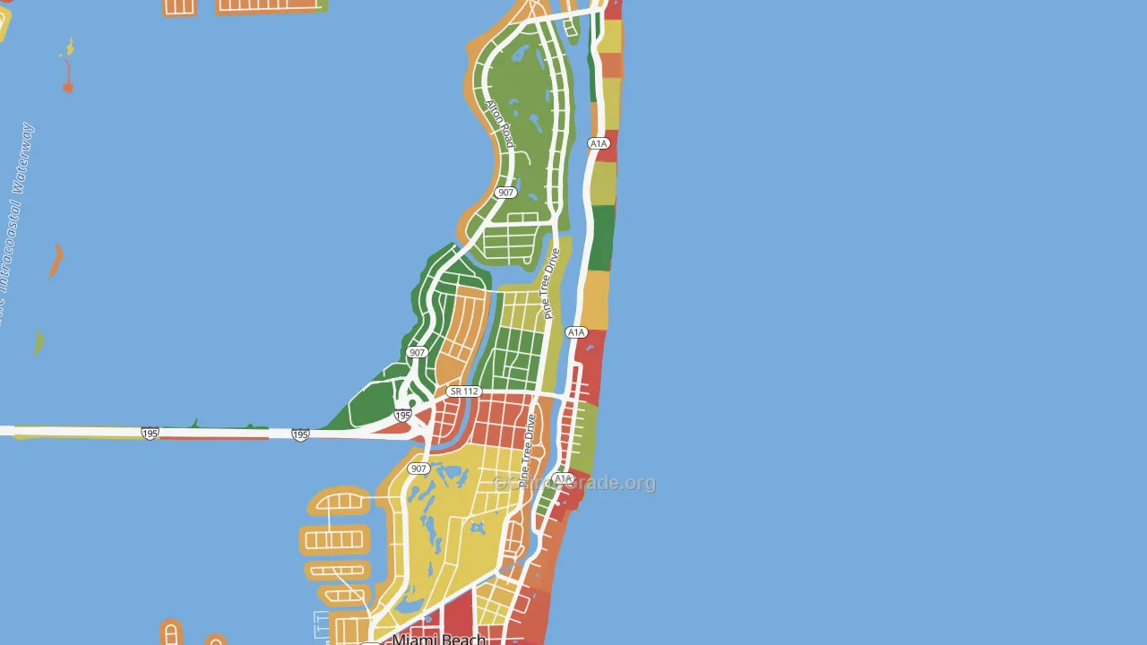 Oceanfront, Miami Beach, FL Map of Assault Rates