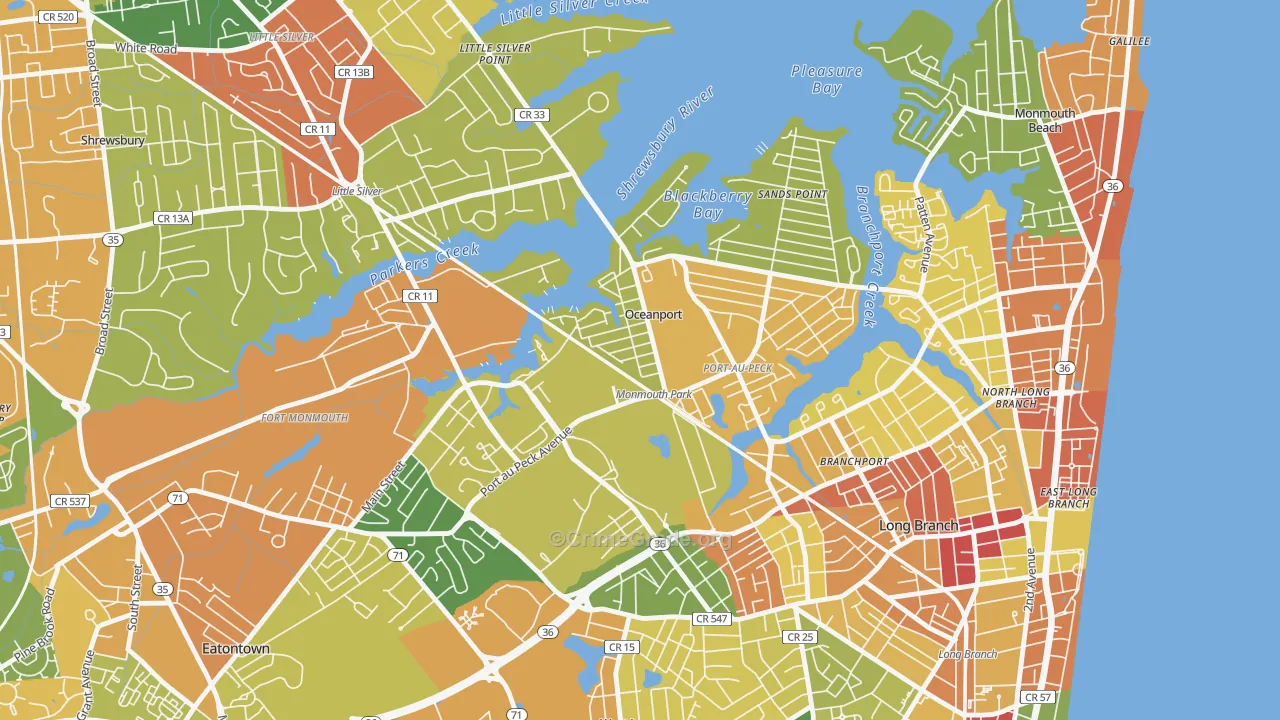 Oceanport, NJ Map of Assault Rates