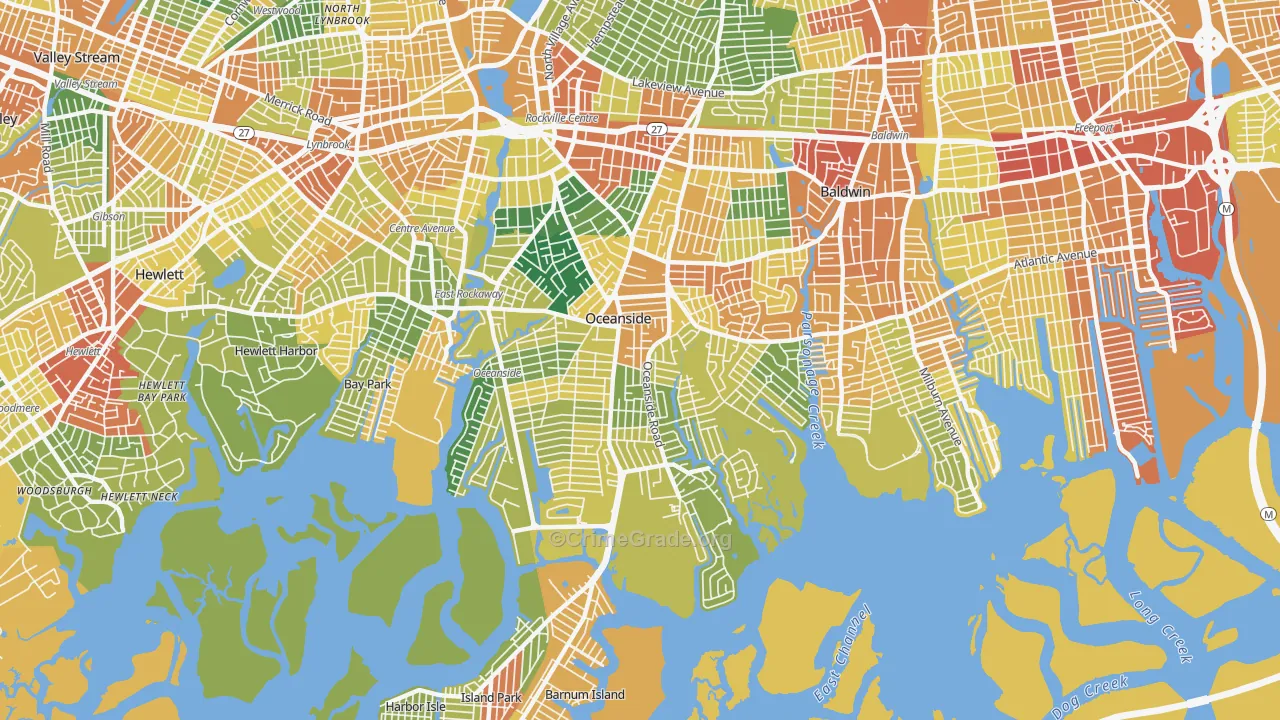 Oceanside, NY Map of Assault Rates