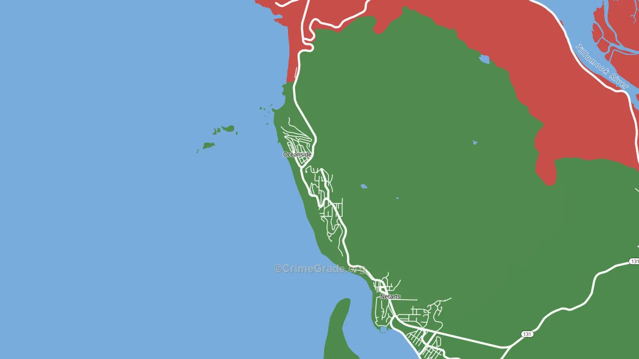 Oceanside, OR Map of Assault Rates