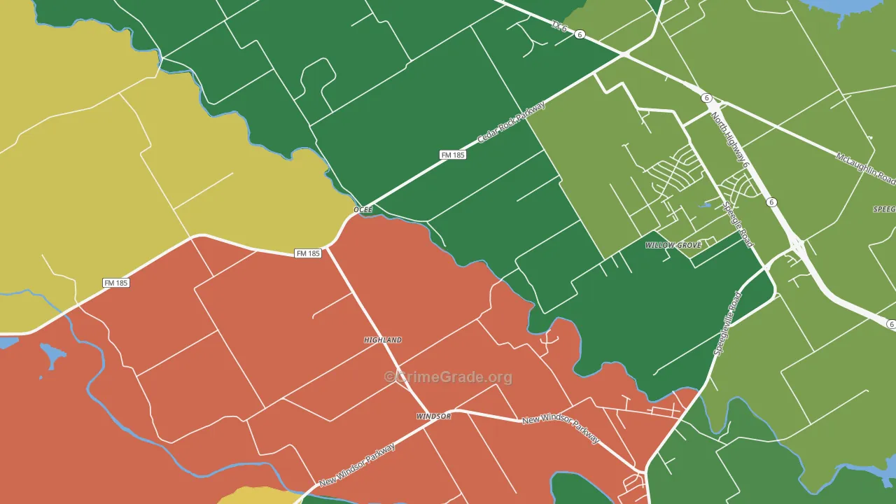 Ocee, TX Map of Assault Rates