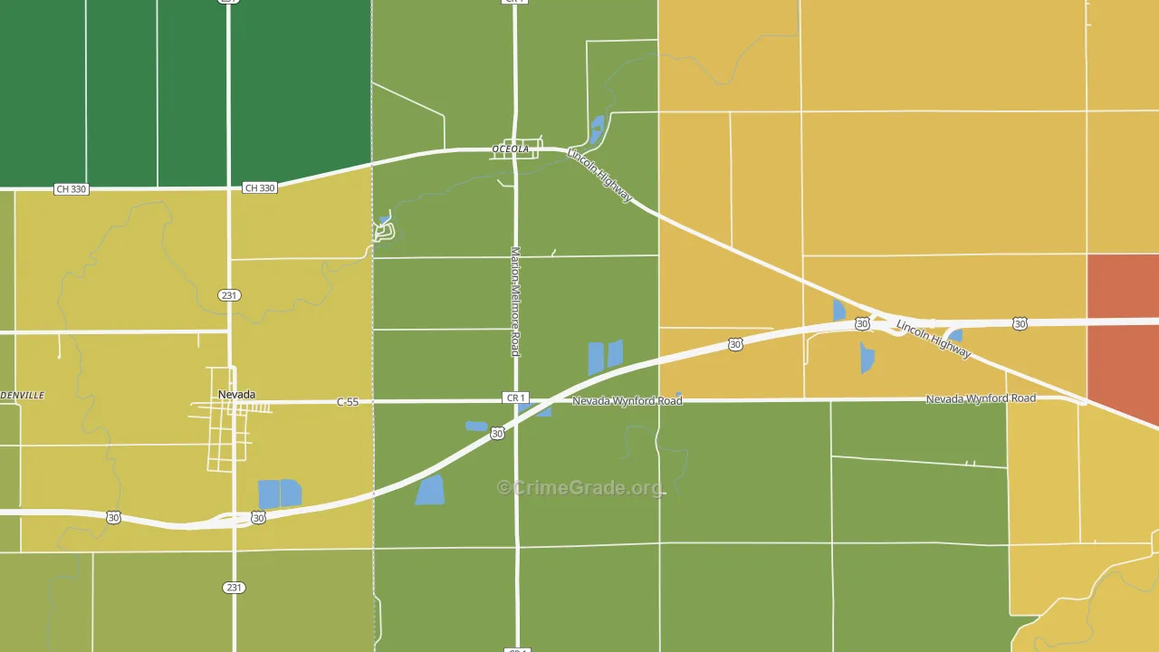 Oceola, OH Map of Assault Rates
