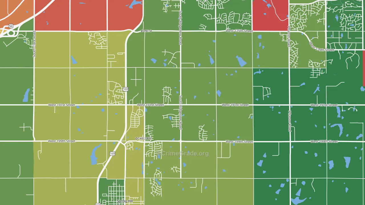 Ocheltree, KS Map of Assault Rates