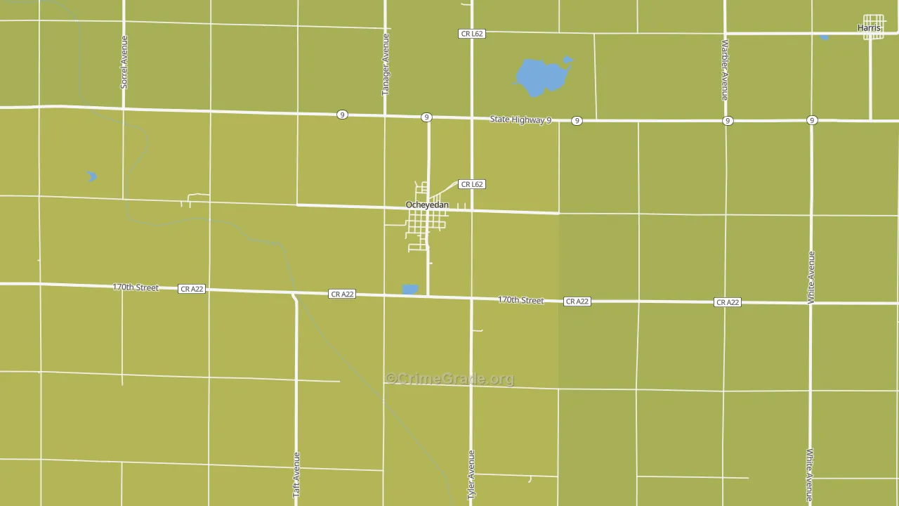 Ocheyedan, IA Map of Assault Rates