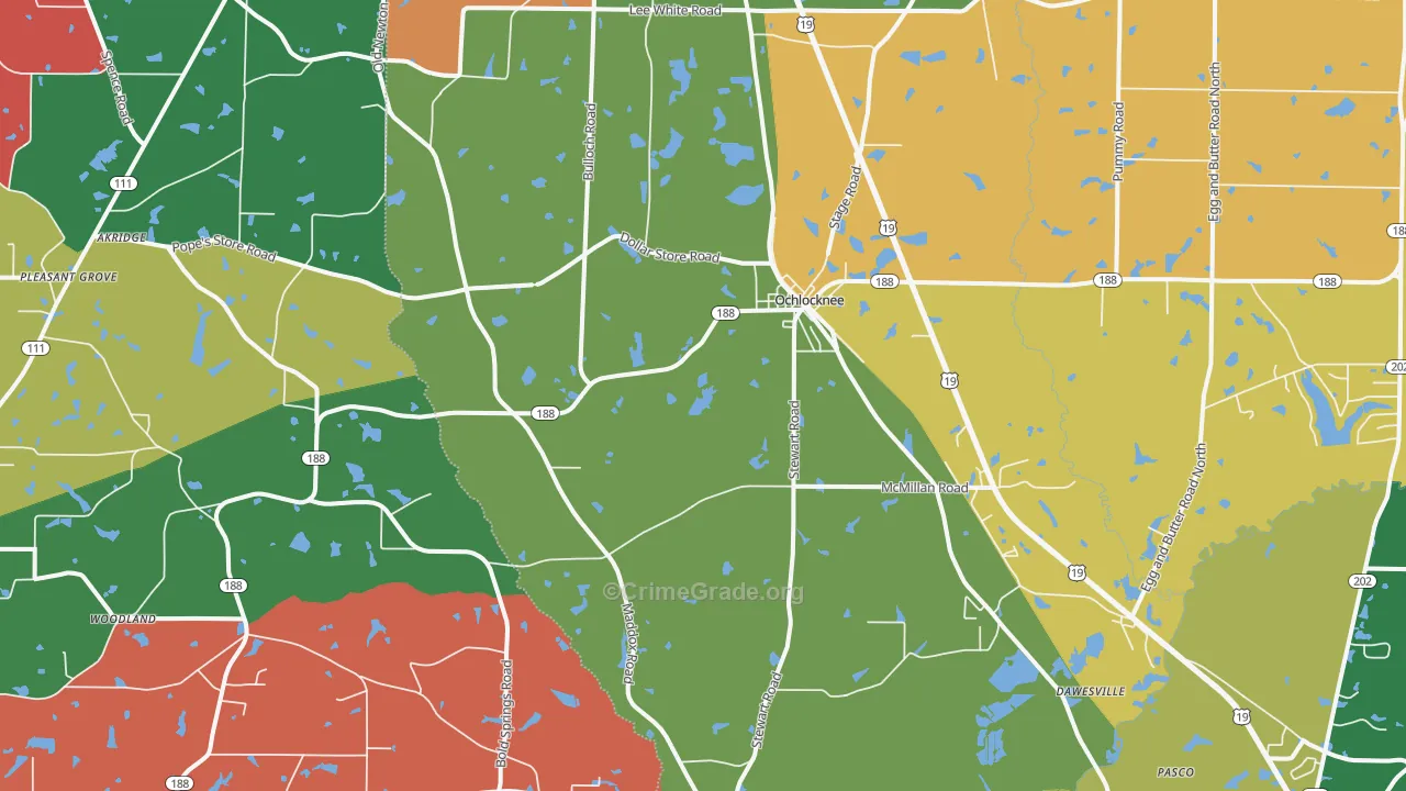 Ochlocknee, GA Map of Assault Rates