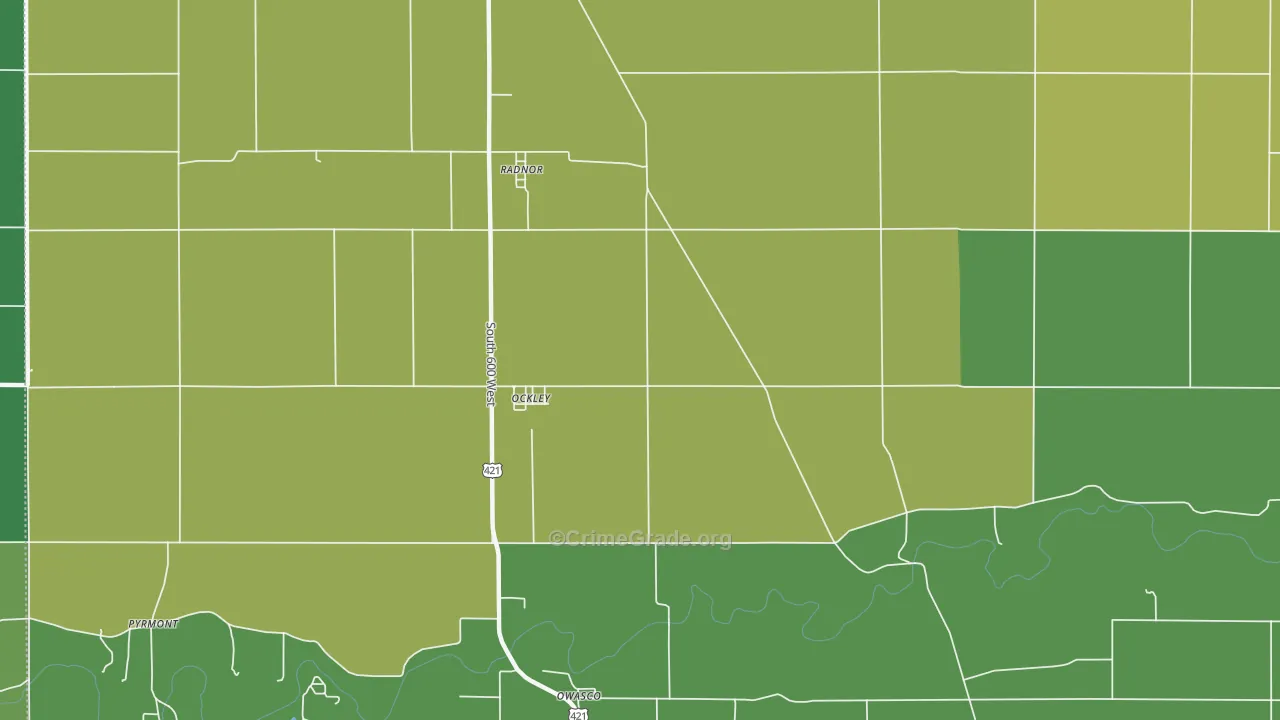 Ockley, IN Map of Assault Rates