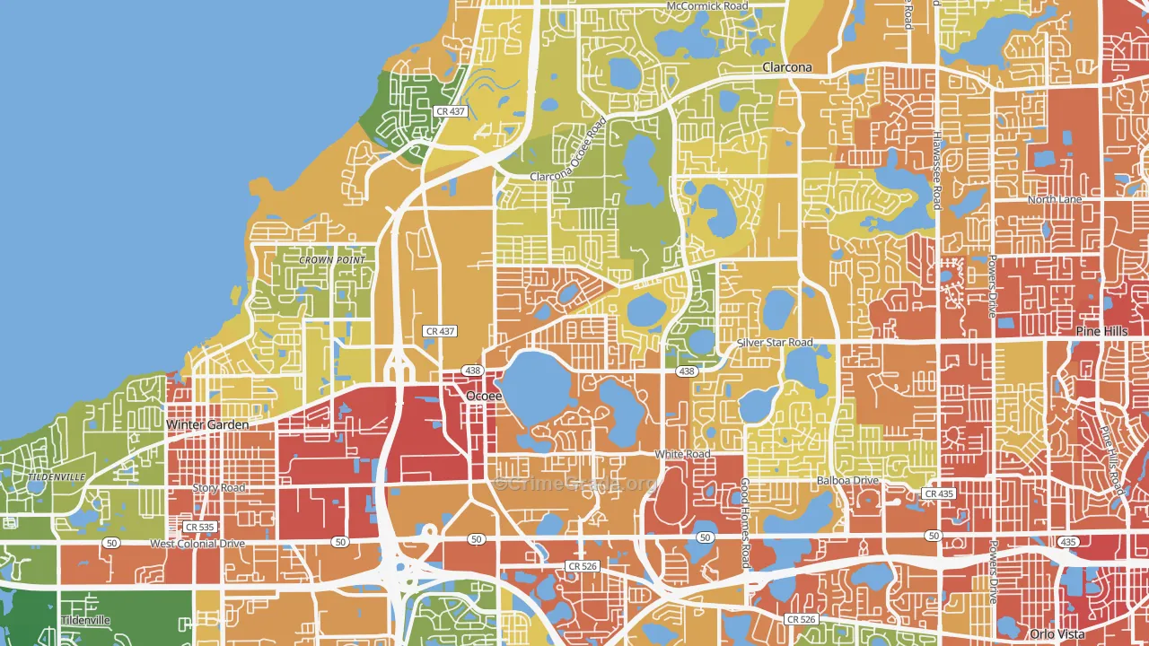 Ocoee, FL Map of Assault Rates
