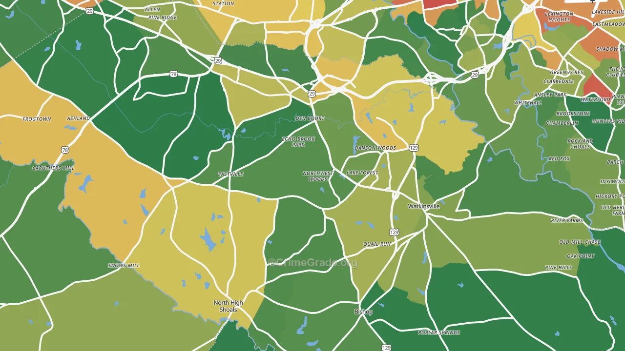 Oconee County, GA Map of Assault Rates