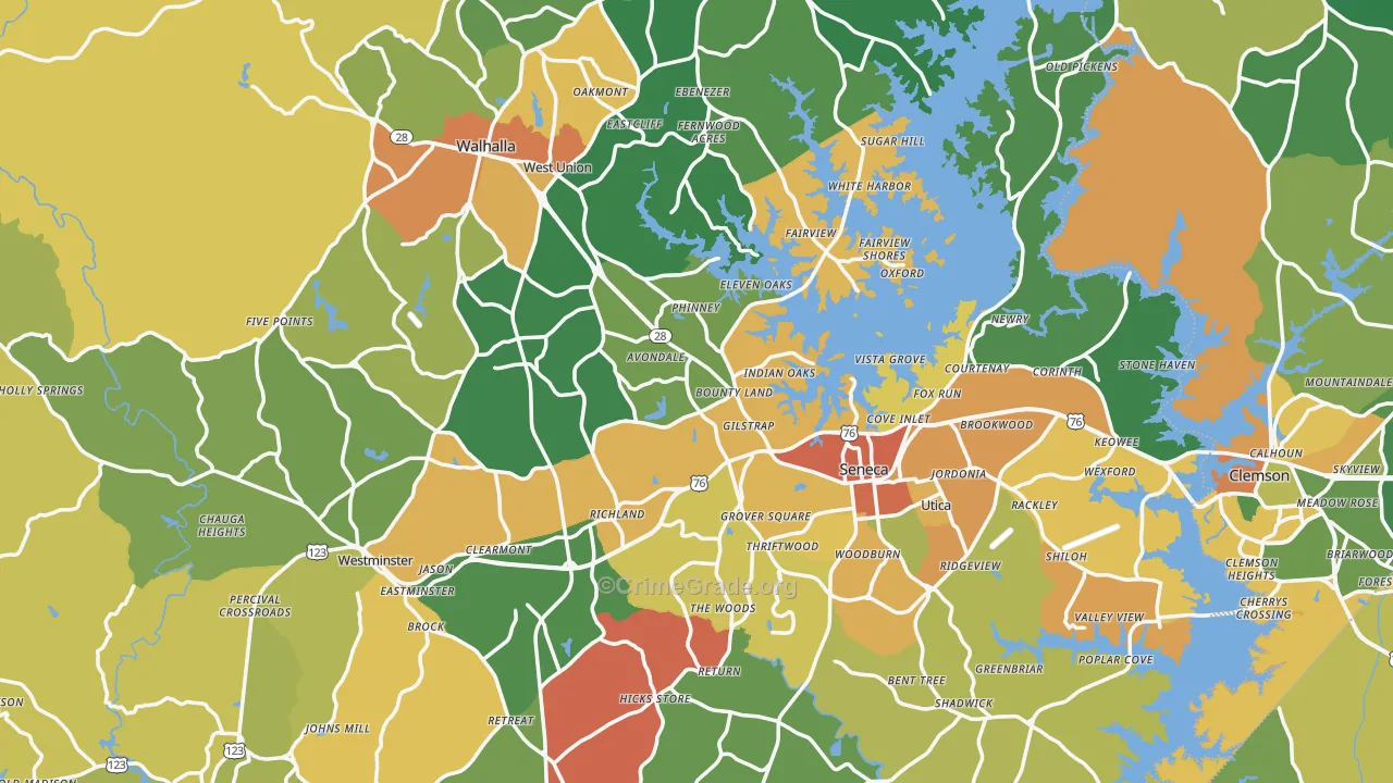 Oconee County, SC Map of Assault Rates