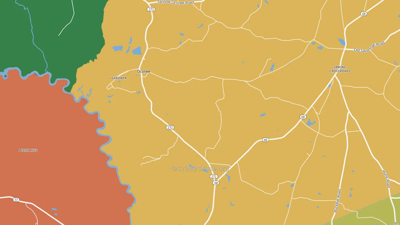 Oconee, GA Map of Assault Rates