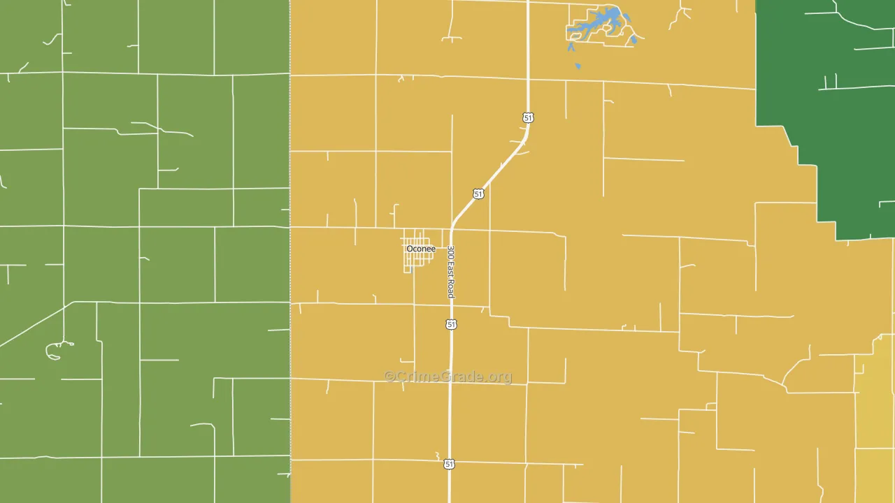 Oconee, IL Map of Assault Rates