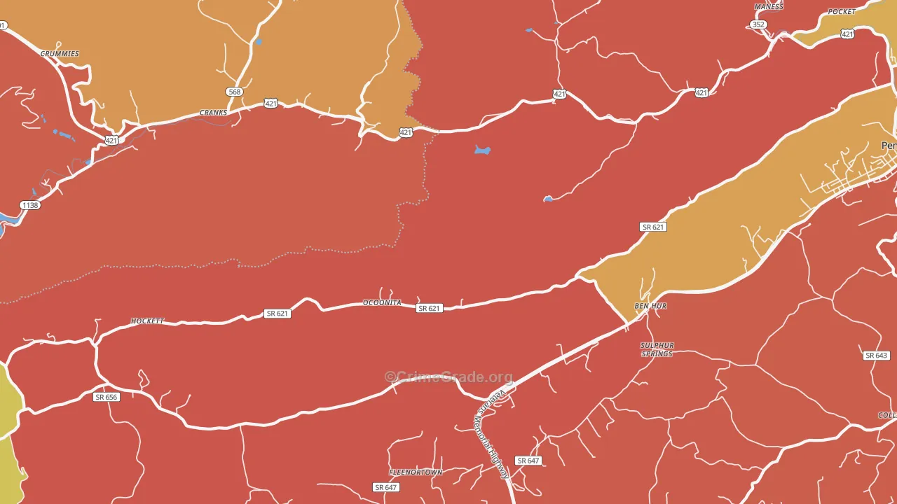Ocoonita, VA Map of Assault Rates