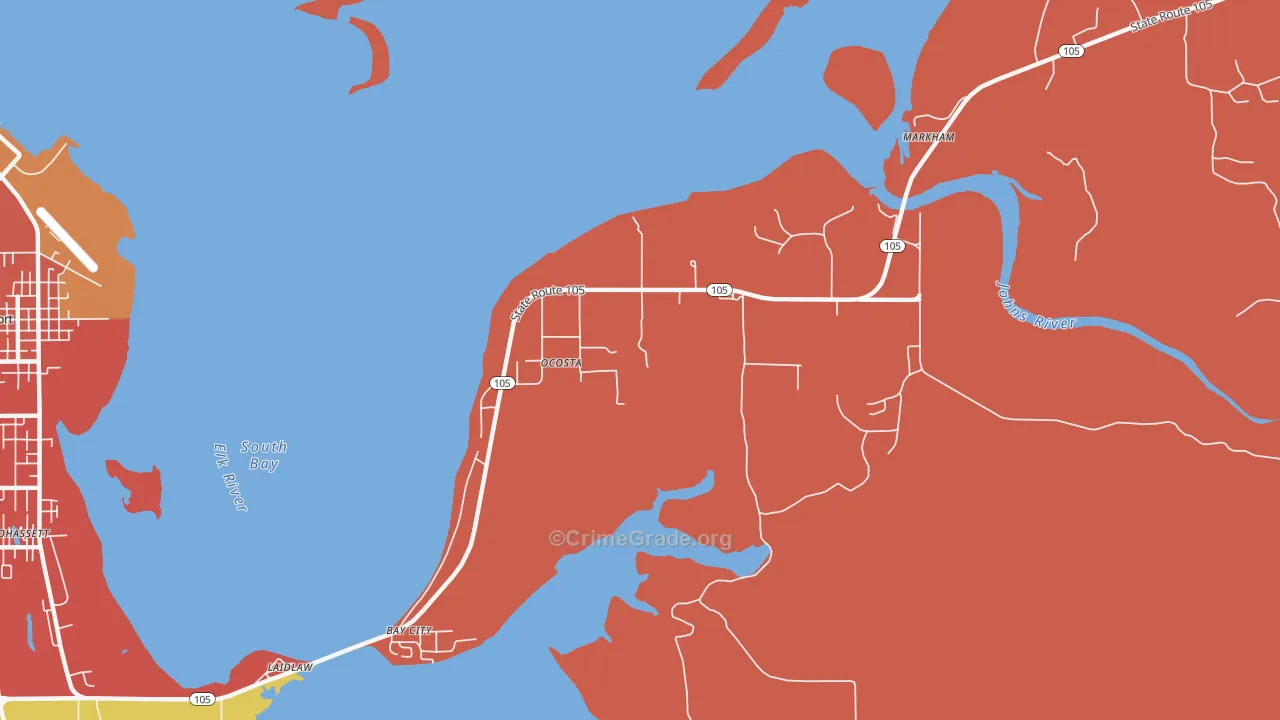 Ocosta, WA Map of Assault Rates