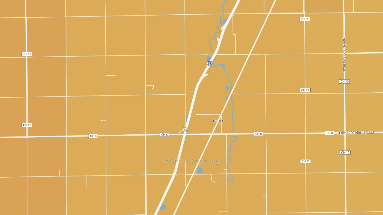 Ocoya, IL Map of Assault Rates