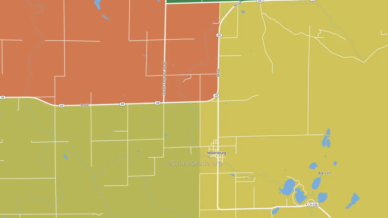 Ocqueoc, MI Map of Assault Rates