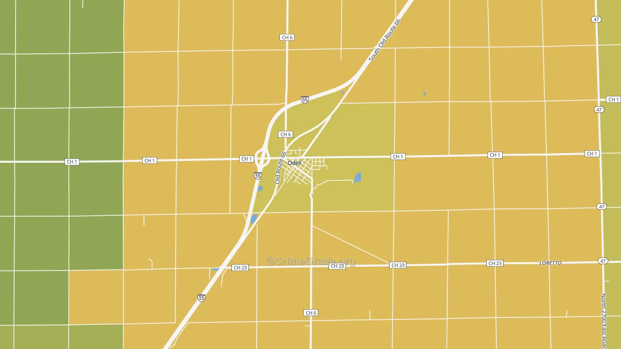 Odell, IL Map of Assault Rates
