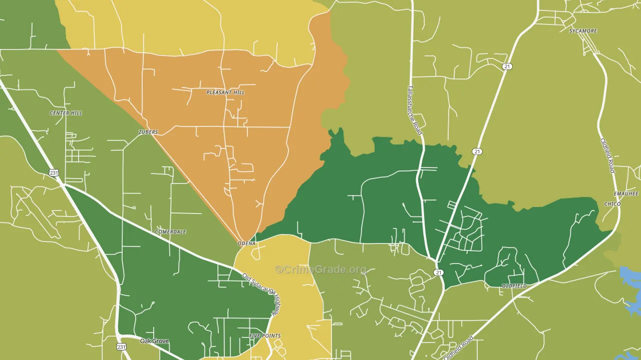 Odena, AL Map of Assault Rates