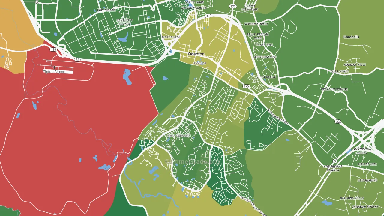 Odenton, MD Map of Assault Rates