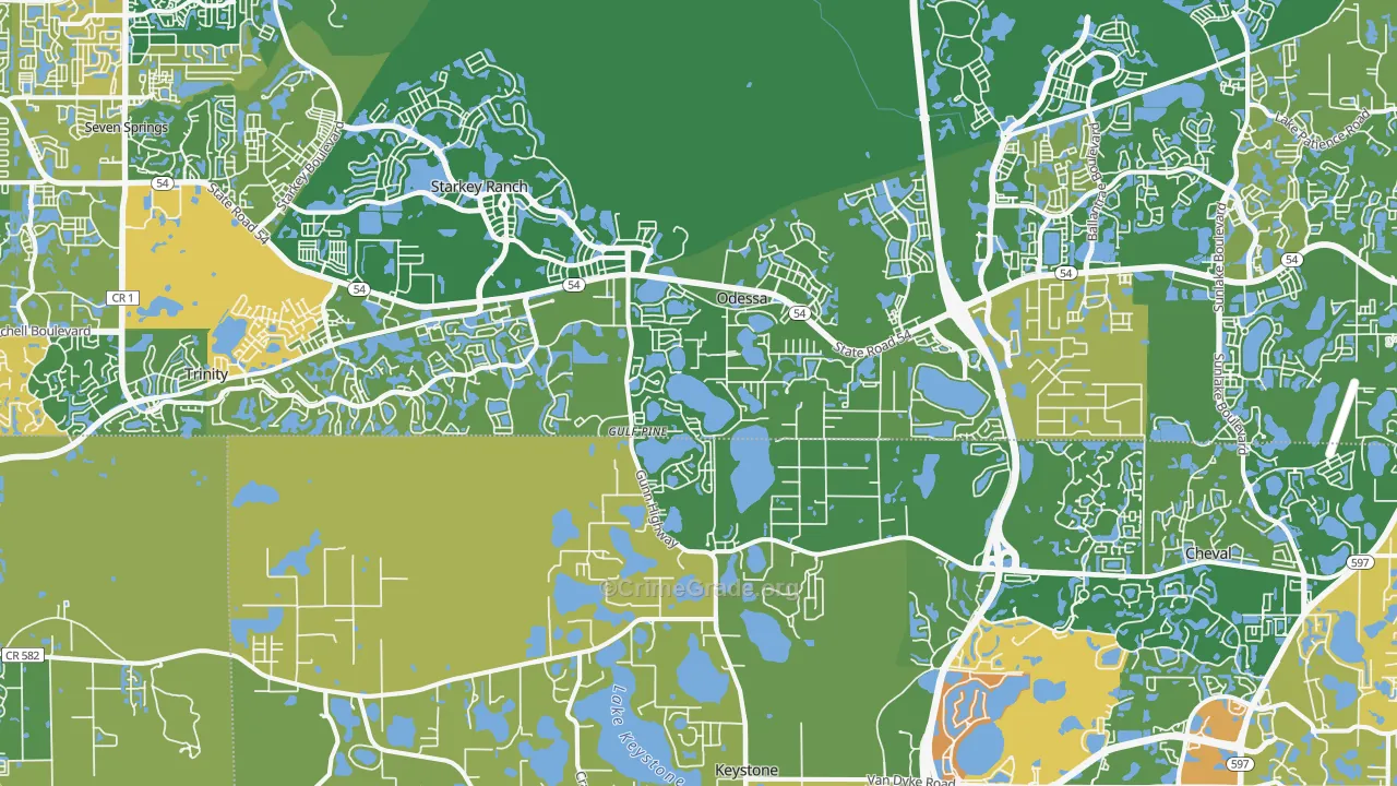 Odessa, FL Map of Assault Rates