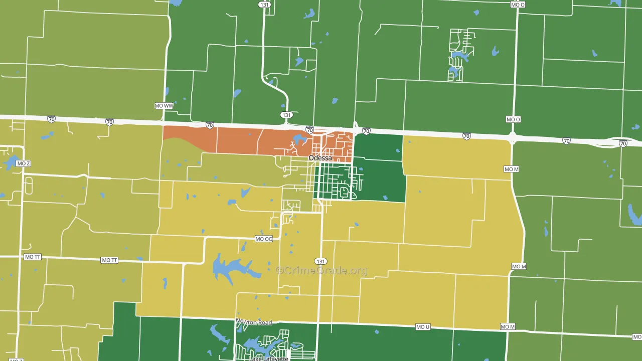 Odessa, MO Map of Assault Rates