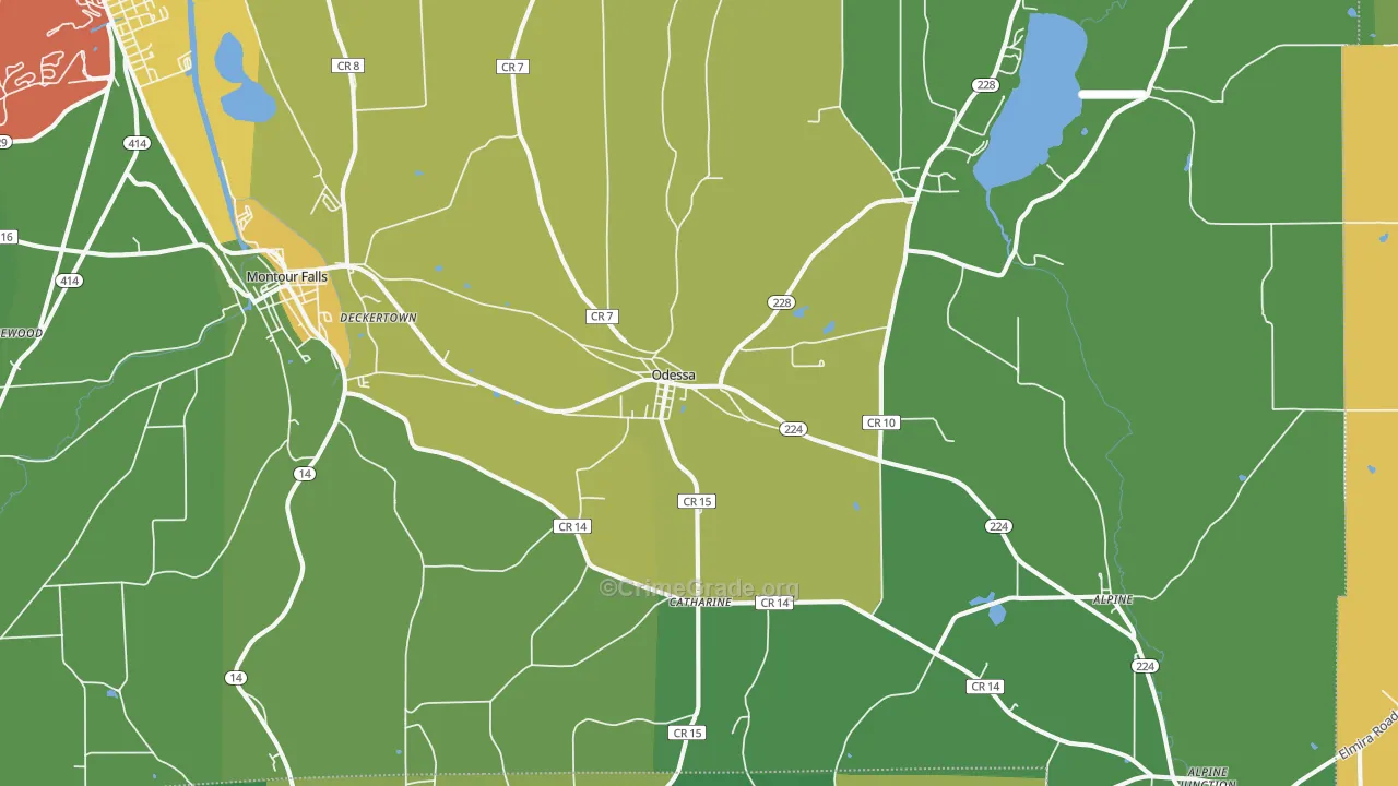 Odessa, NY Map of Assault Rates