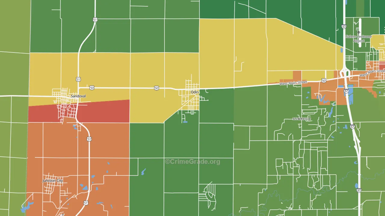Odin, IL Map of Assault Rates