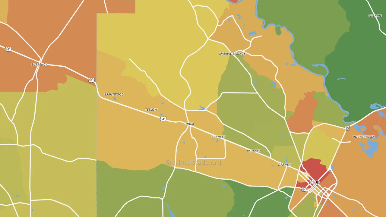 Odum, GA Map of Assault Rates