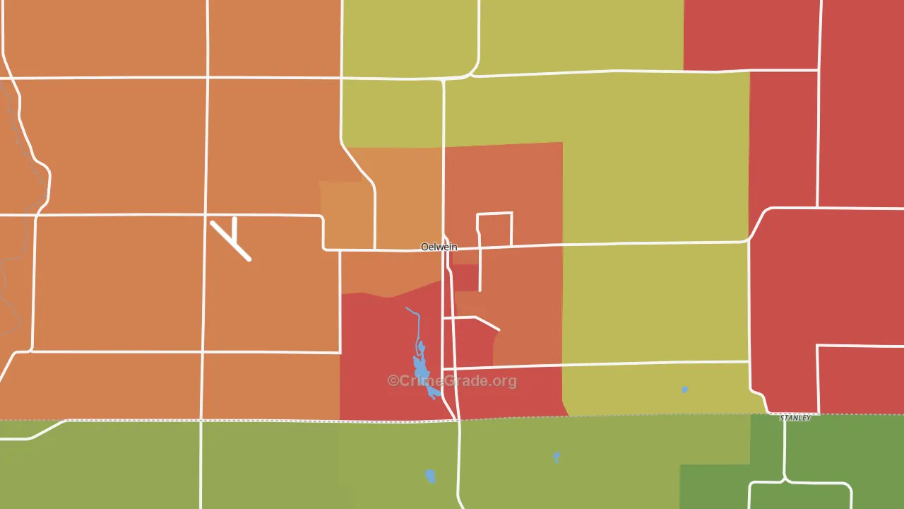 Oelwein, IA Map of Assault Rates