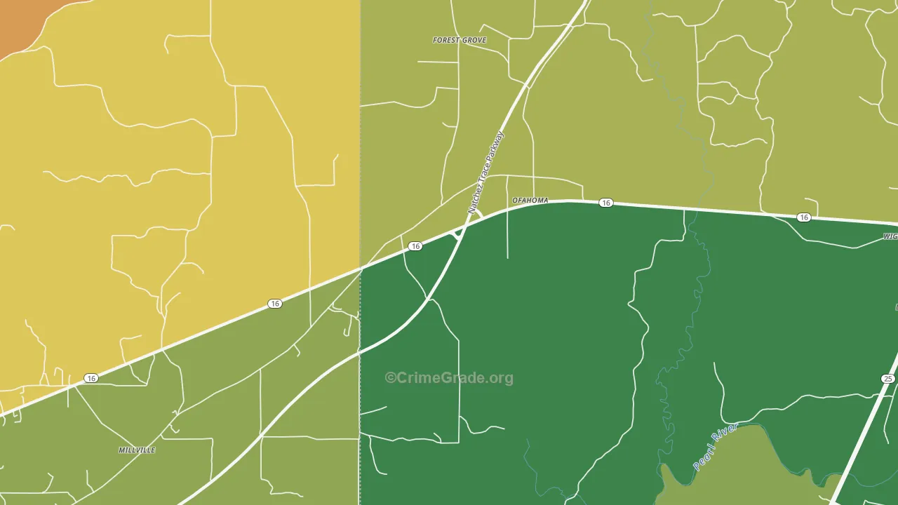 Ofahoma, MS Map of Assault Rates