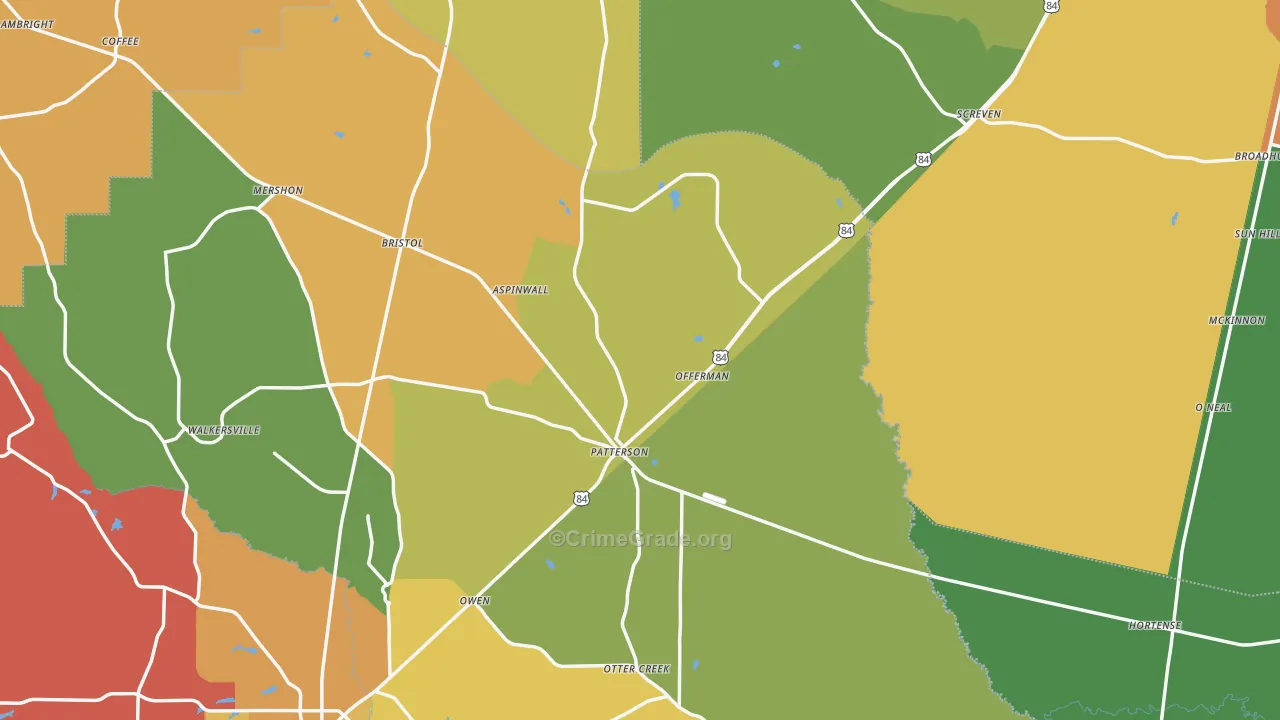 Offerman, GA Map of Assault Rates