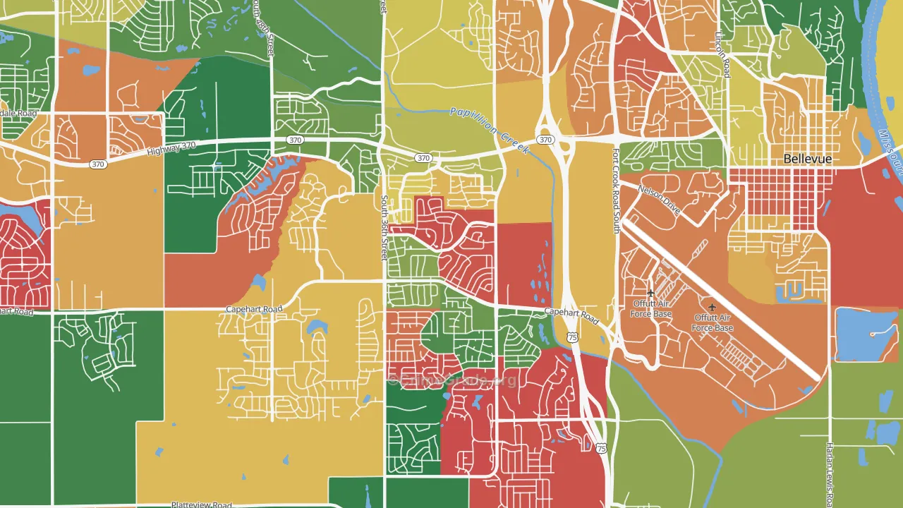 Offutt AFB, NE Map of Assault Rates