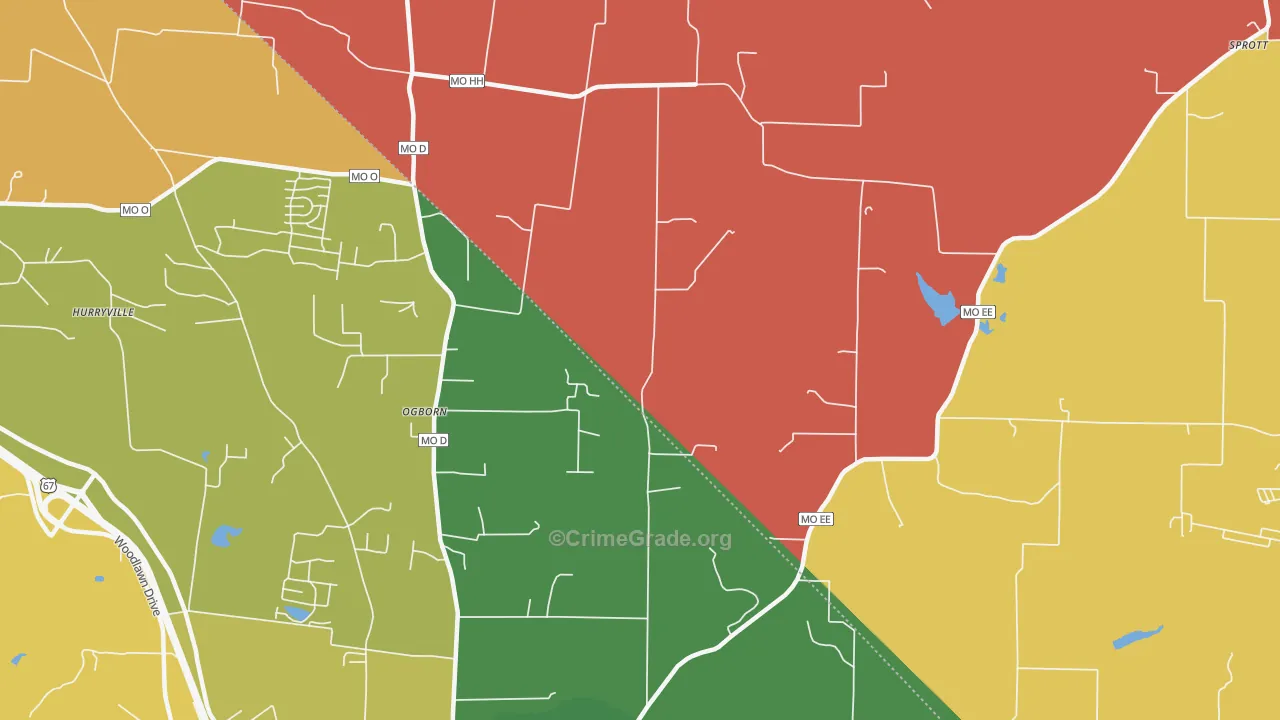 Ogborn, MO Map of Assault Rates