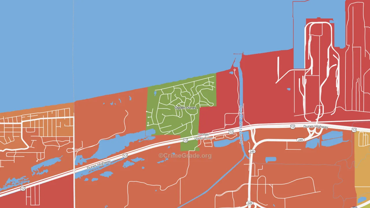 Ogden Dunes, IN Map of Assault Rates