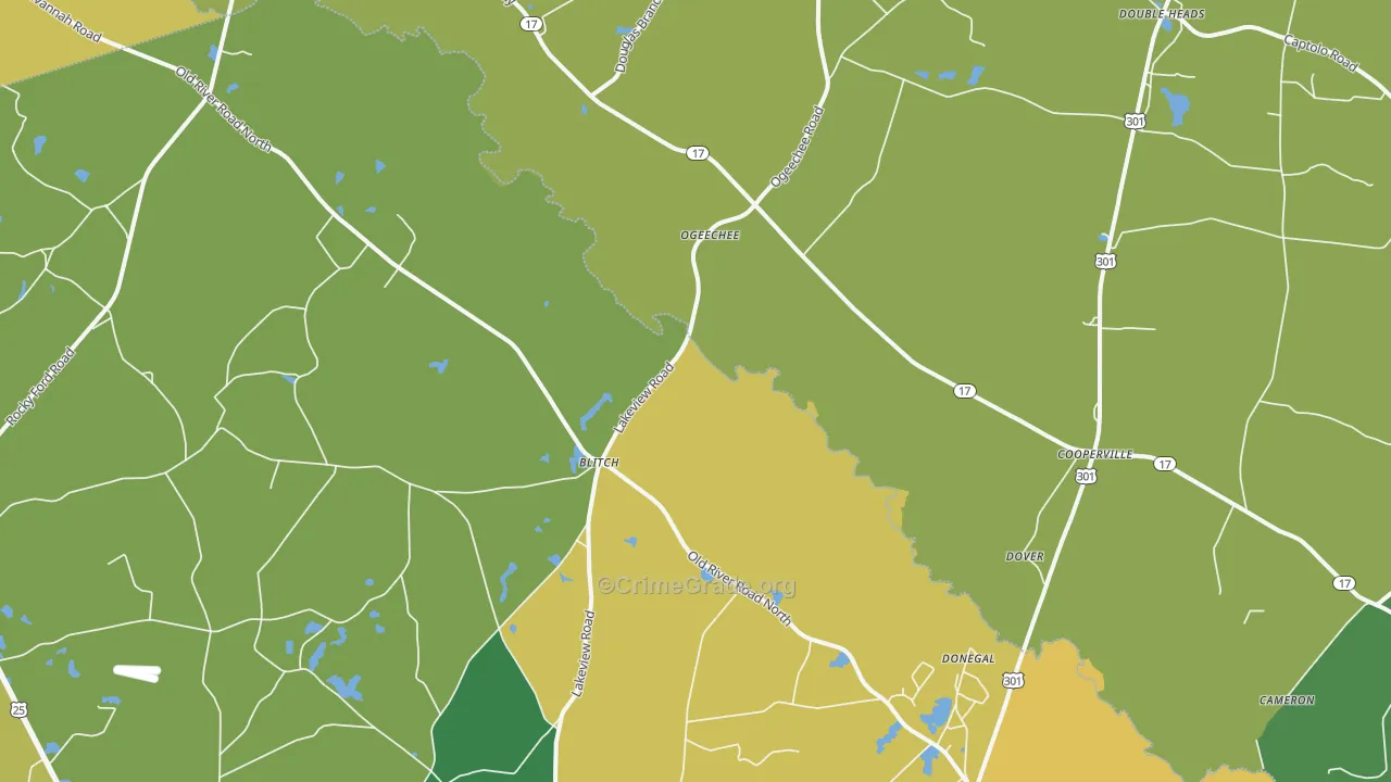 Ogeechee, GA Map of Assault Rates