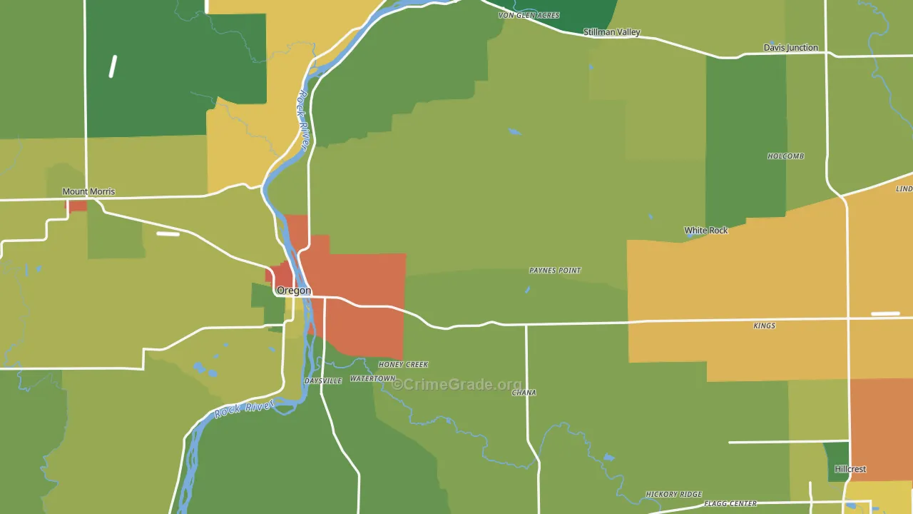 Ogle County, IL Map of Assault Rates