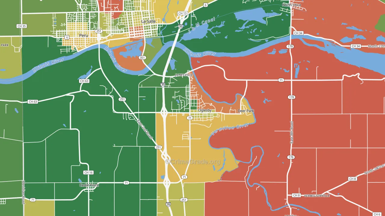 Oglesby, IL Map of Assault Rates