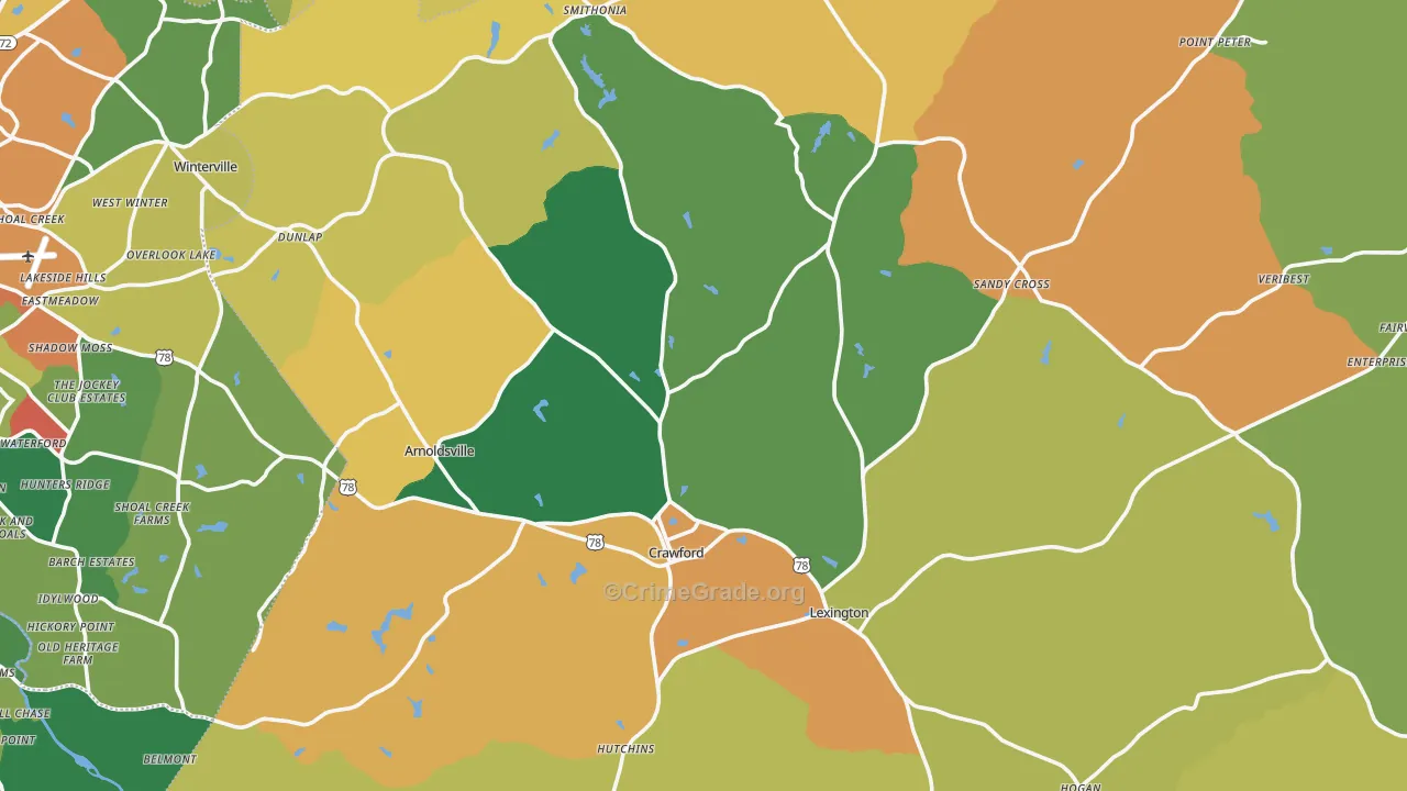 Oglethorpe County, GA Map of Assault Rates