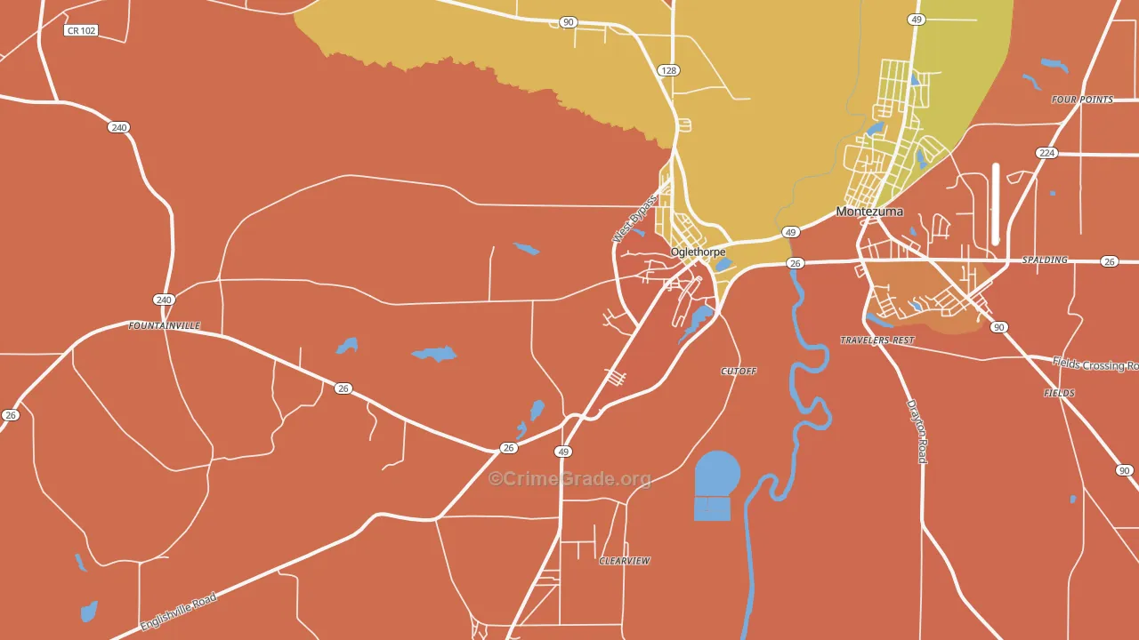Oglethorpe, GA Map of Assault Rates