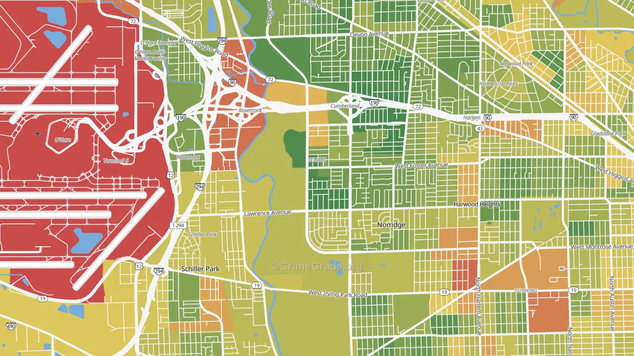 O'Hare, Chicago, IL Map of Assault Rates