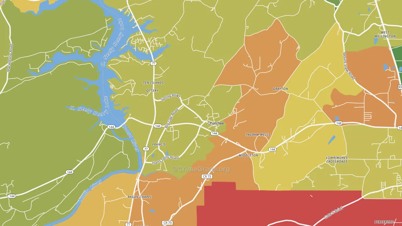 Ohatchee, AL Map of Assault Rates